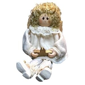 House of Lloyd Angel Wooden Body Resin Accessories White Gold Star Figurine